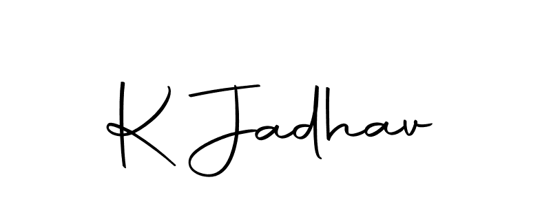 The best way (Autography-DOLnW) to make a short signature is to pick only two or three words in your name. The name K Jadhav include a total of six letters. For converting this name. K Jadhav signature style 10 images and pictures png