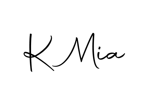 How to make K Mia name signature. Use Autography-DOLnW style for creating short signs online. This is the latest handwritten sign. K Mia signature style 10 images and pictures png