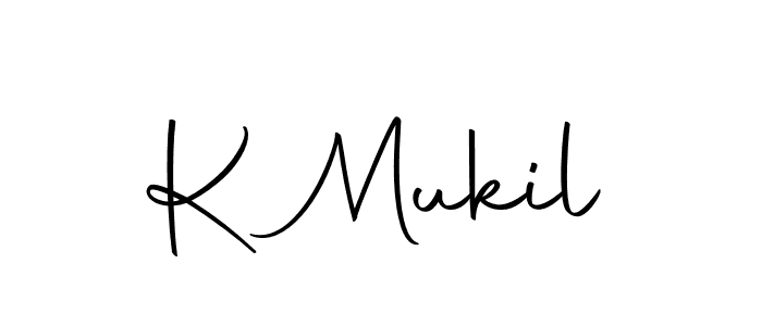 How to make K Mukil name signature. Use Autography-DOLnW style for creating short signs online. This is the latest handwritten sign. K Mukil signature style 10 images and pictures png