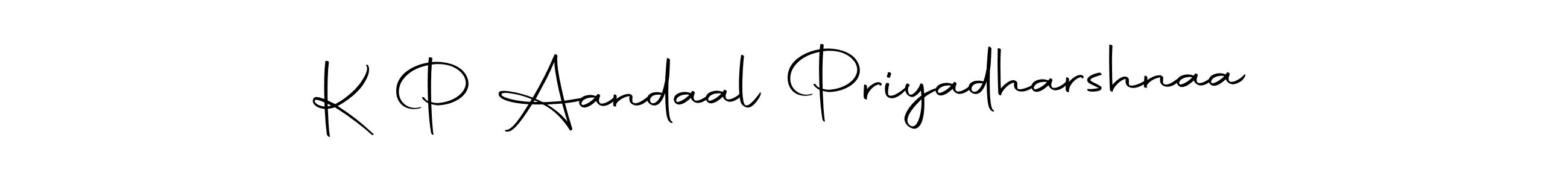 You should practise on your own different ways (Autography-DOLnW) to write your name (K P Aandaal Priyadharshnaa) in signature. don't let someone else do it for you. K P Aandaal Priyadharshnaa signature style 10 images and pictures png