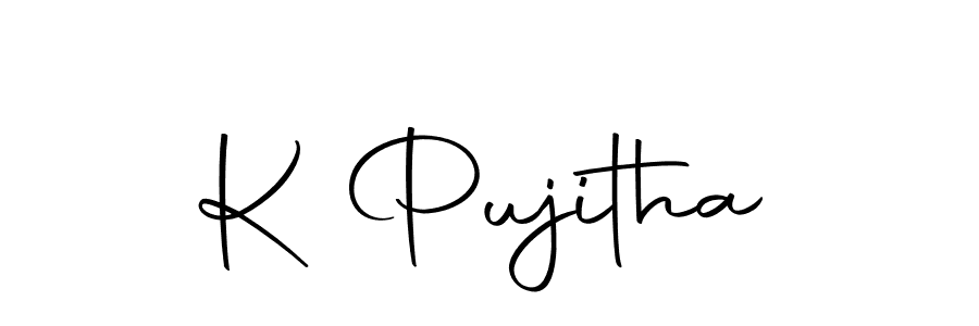 Create a beautiful signature design for name K Pujitha. With this signature (Autography-DOLnW) fonts, you can make a handwritten signature for free. K Pujitha signature style 10 images and pictures png