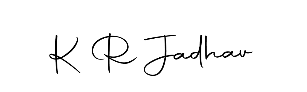 Create a beautiful signature design for name K R Jadhav. With this signature (Autography-DOLnW) fonts, you can make a handwritten signature for free. K R Jadhav signature style 10 images and pictures png