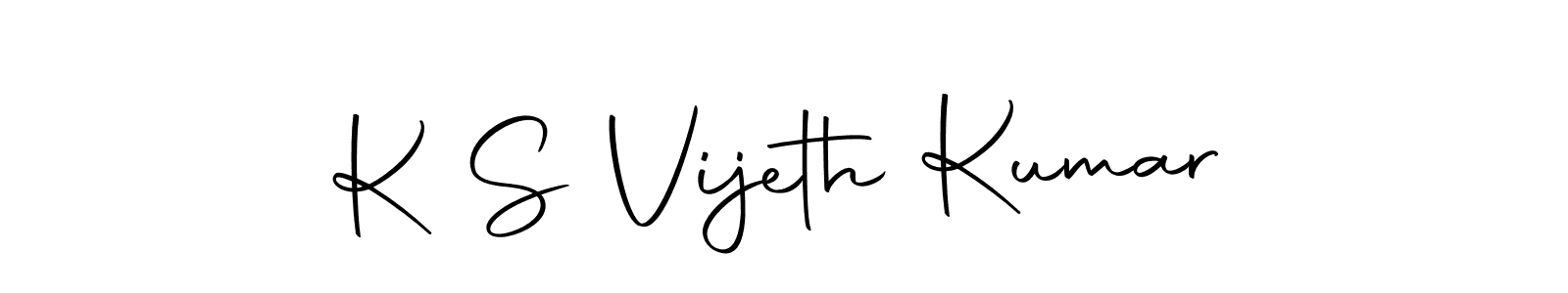 How to make K S Vijeth Kumar name signature. Use Autography-DOLnW style for creating short signs online. This is the latest handwritten sign. K S Vijeth Kumar signature style 10 images and pictures png