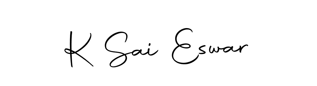 How to make K Sai Eswar name signature. Use Autography-DOLnW style for creating short signs online. This is the latest handwritten sign. K Sai Eswar signature style 10 images and pictures png