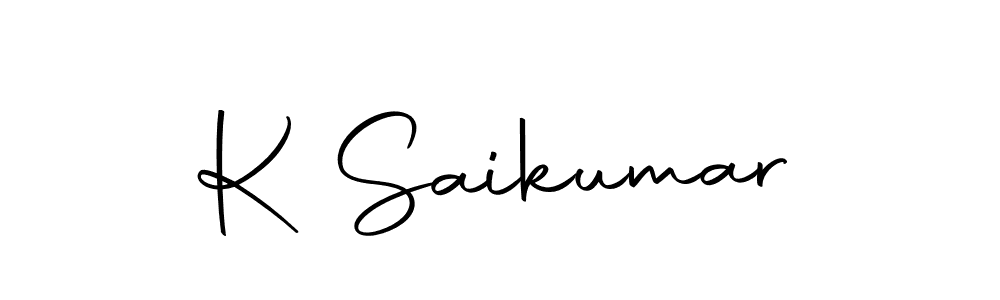 You can use this online signature creator to create a handwritten signature for the name K Saikumar. This is the best online autograph maker. K Saikumar signature style 10 images and pictures png