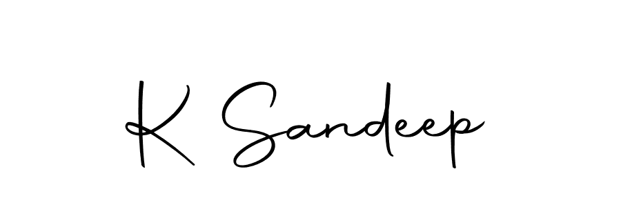Create a beautiful signature design for name K Sandeep. With this signature (Autography-DOLnW) fonts, you can make a handwritten signature for free. K Sandeep signature style 10 images and pictures png