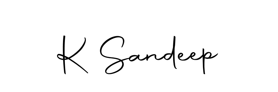 Create a beautiful signature design for name K Sandeep. With this signature (Autography-DOLnW) fonts, you can make a handwritten signature for free. K Sandeep signature style 10 images and pictures png