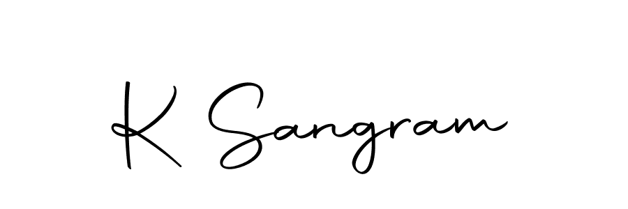 Also we have K Sangram name is the best signature style. Create professional handwritten signature collection using Autography-DOLnW autograph style. K Sangram signature style 10 images and pictures png