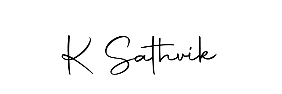 You can use this online signature creator to create a handwritten signature for the name K Sathvik. This is the best online autograph maker. K Sathvik signature style 10 images and pictures png