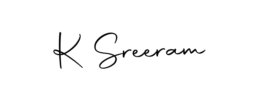 Create a beautiful signature design for name K Sreeram. With this signature (Autography-DOLnW) fonts, you can make a handwritten signature for free. K Sreeram signature style 10 images and pictures png