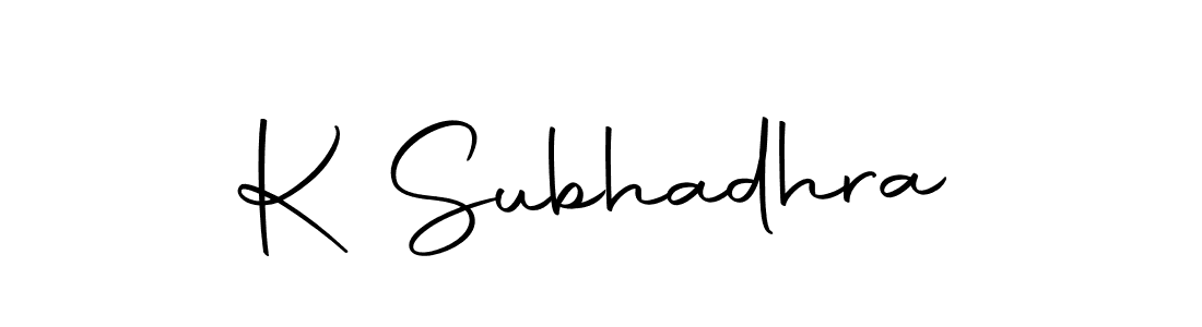 Use a signature maker to create a handwritten signature online. With this signature software, you can design (Autography-DOLnW) your own signature for name K Subhadhra. K Subhadhra signature style 10 images and pictures png