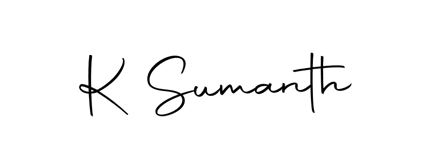 How to make K Sumanth name signature. Use Autography-DOLnW style for creating short signs online. This is the latest handwritten sign. K Sumanth signature style 10 images and pictures png