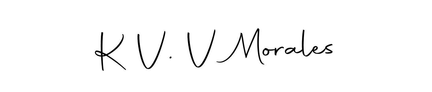 How to make K V. V Morales name signature. Use Autography-DOLnW style for creating short signs online. This is the latest handwritten sign. K V. V Morales signature style 10 images and pictures png