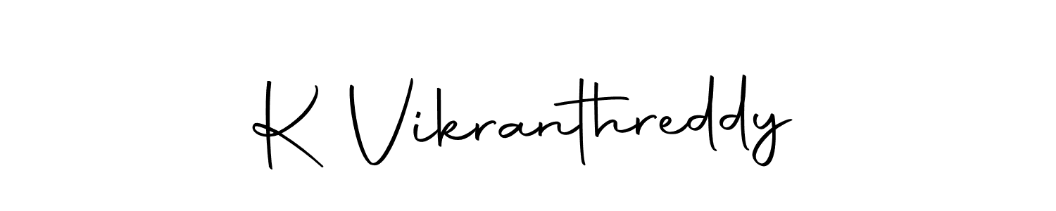 How to make K Vikranthreddy name signature. Use Autography-DOLnW style for creating short signs online. This is the latest handwritten sign. K Vikranthreddy signature style 10 images and pictures png