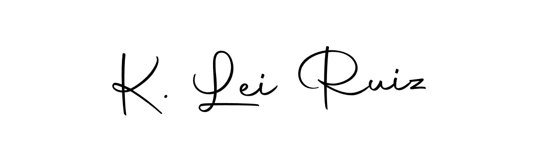 The best way (Autography-DOLnW) to make a short signature is to pick only two or three words in your name. The name K. Lei Ruiz include a total of six letters. For converting this name. K. Lei Ruiz signature style 10 images and pictures png