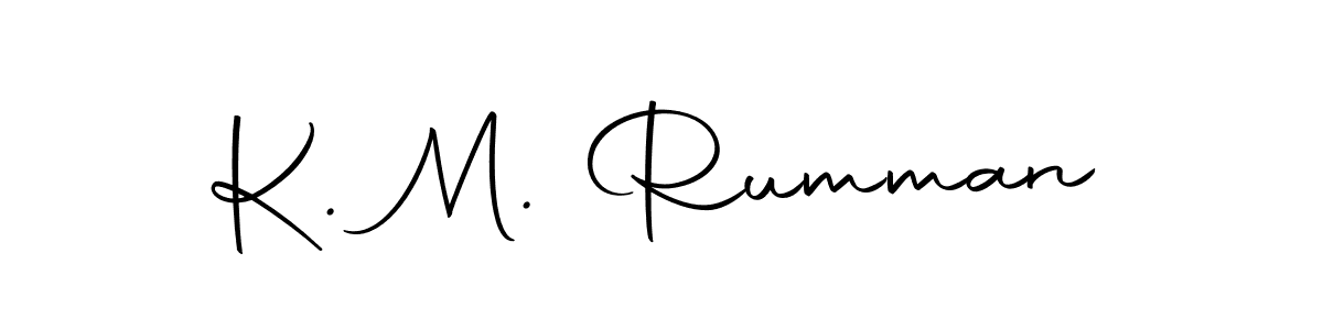 How to make K. M. Rumman name signature. Use Autography-DOLnW style for creating short signs online. This is the latest handwritten sign. K. M. Rumman signature style 10 images and pictures png
