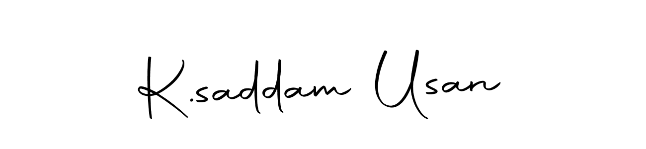 The best way (Autography-DOLnW) to make a short signature is to pick only two or three words in your name. The name K.saddam Usan include a total of six letters. For converting this name. K.saddam Usan signature style 10 images and pictures png