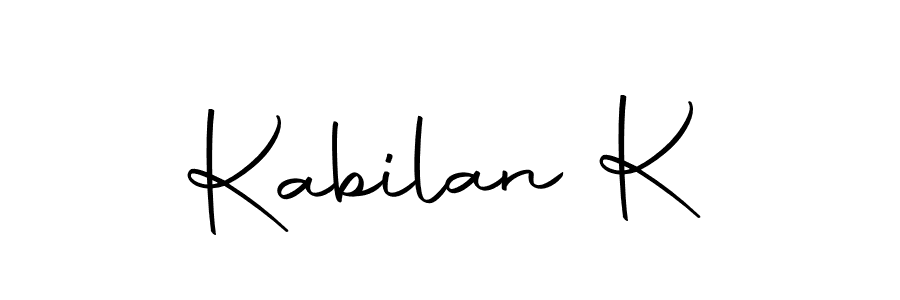 How to make Kabilan K name signature. Use Autography-DOLnW style for creating short signs online. This is the latest handwritten sign. Kabilan K signature style 10 images and pictures png