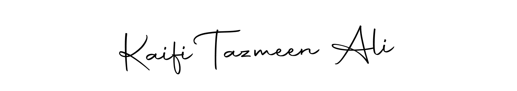 How to make Kaifi Tazmeen Ali name signature. Use Autography-DOLnW style for creating short signs online. This is the latest handwritten sign. Kaifi Tazmeen Ali signature style 10 images and pictures png