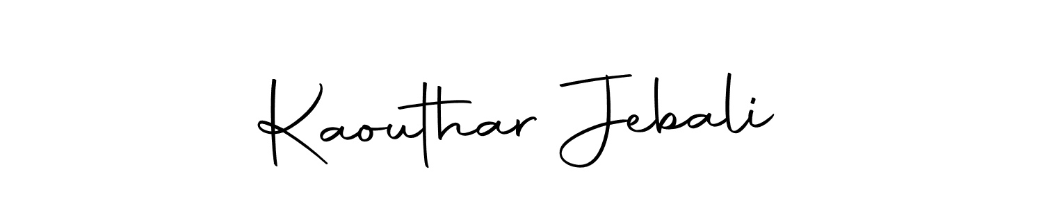 Similarly Autography-DOLnW is the best handwritten signature design. Signature creator online .You can use it as an online autograph creator for name Kaouthar Jebali. Kaouthar Jebali signature style 10 images and pictures png