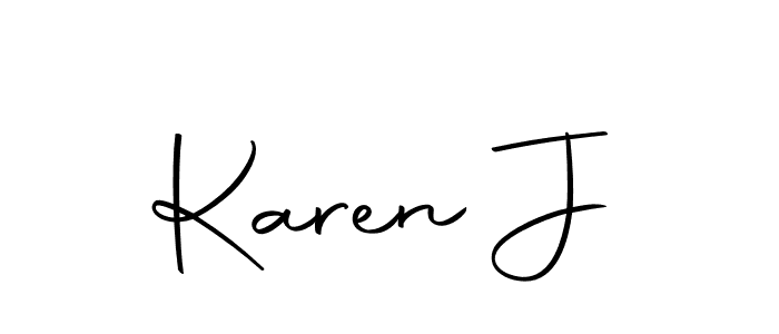 You should practise on your own different ways (Autography-DOLnW) to write your name (Karen J) in signature. don't let someone else do it for you. Karen J signature style 10 images and pictures png