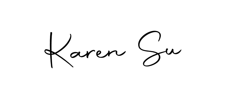 You should practise on your own different ways (Autography-DOLnW) to write your name (Karen Su) in signature. don't let someone else do it for you. Karen Su signature style 10 images and pictures png