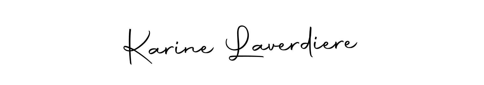 How to make Karine Laverdiere name signature. Use Autography-DOLnW style for creating short signs online. This is the latest handwritten sign. Karine Laverdiere signature style 10 images and pictures png
