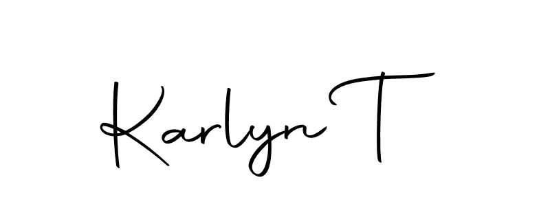 How to make Karlyn T name signature. Use Autography-DOLnW style for creating short signs online. This is the latest handwritten sign. Karlyn T signature style 10 images and pictures png