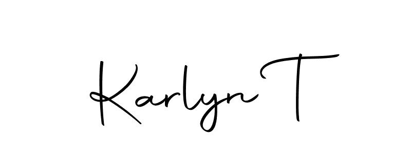 How to make Karlyn T name signature. Use Autography-DOLnW style for creating short signs online. This is the latest handwritten sign. Karlyn T signature style 10 images and pictures png