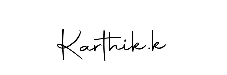 The best way (Autography-DOLnW) to make a short signature is to pick only two or three words in your name. The name Karthik.k include a total of six letters. For converting this name. Karthik.k signature style 10 images and pictures png