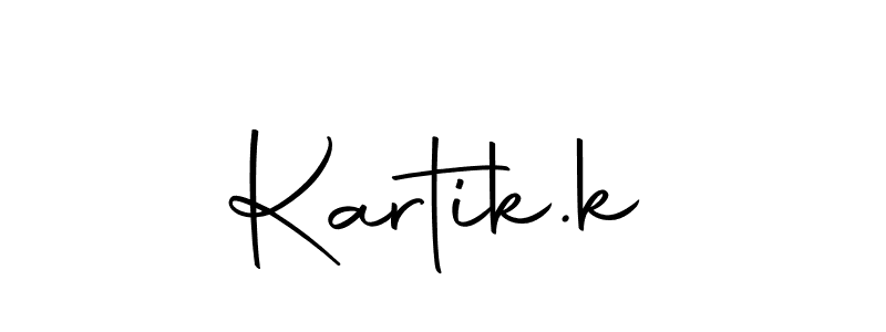Design your own signature with our free online signature maker. With this signature software, you can create a handwritten (Autography-DOLnW) signature for name Kartik.k. Kartik.k signature style 10 images and pictures png