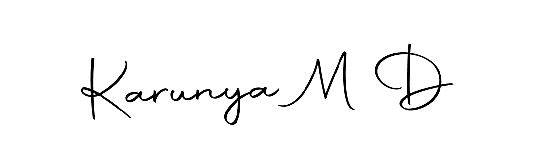 Use a signature maker to create a handwritten signature online. With this signature software, you can design (Autography-DOLnW) your own signature for name Karunya M D. Karunya M D signature style 10 images and pictures png