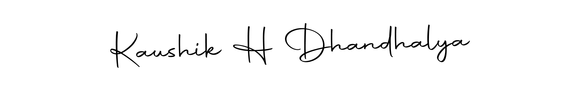 Create a beautiful signature design for name Kaushik H Dhandhalya. With this signature (Autography-DOLnW) fonts, you can make a handwritten signature for free. Kaushik H Dhandhalya signature style 10 images and pictures png