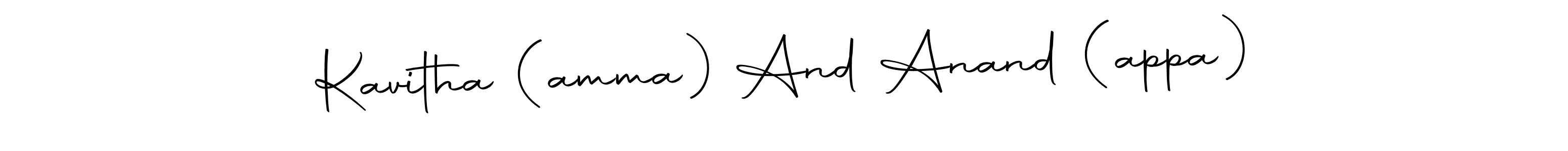 Autography-DOLnW is a professional signature style that is perfect for those who want to add a touch of class to their signature. It is also a great choice for those who want to make their signature more unique. Get Kavitha (amma) And Anand (appa) name to fancy signature for free. Kavitha (amma) And Anand (appa) signature style 10 images and pictures png