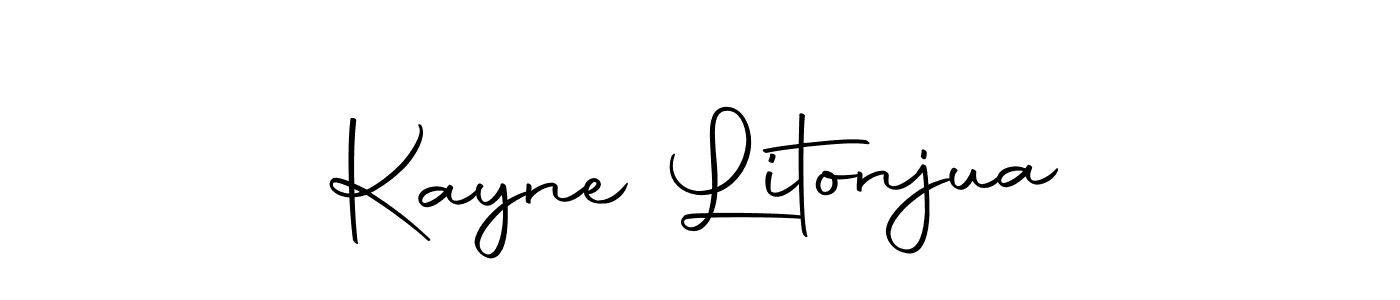 How to make Kayne Litonjua name signature. Use Autography-DOLnW style for creating short signs online. This is the latest handwritten sign. Kayne Litonjua signature style 10 images and pictures png