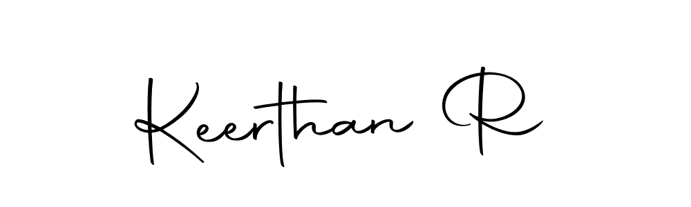 Use a signature maker to create a handwritten signature online. With this signature software, you can design (Autography-DOLnW) your own signature for name Keerthan R. Keerthan R signature style 10 images and pictures png