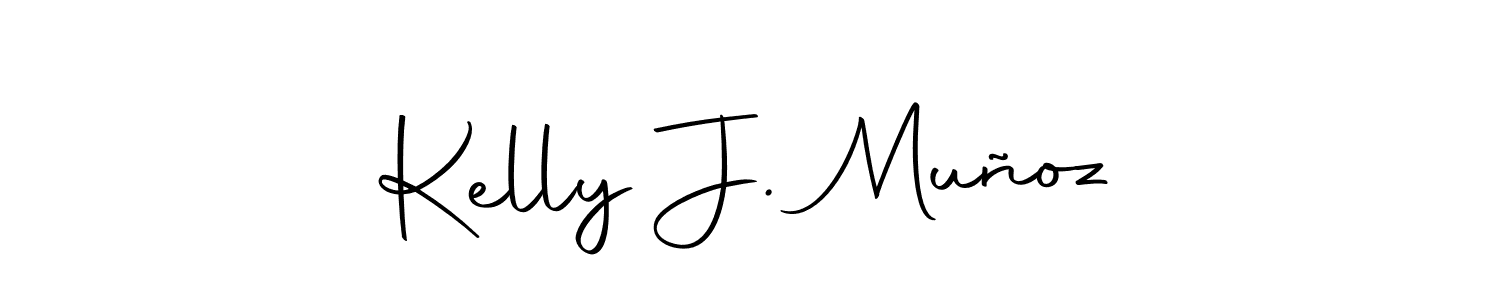 How to make Kelly J. Muñoz name signature. Use Autography-DOLnW style for creating short signs online. This is the latest handwritten sign. Kelly J. Muñoz signature style 10 images and pictures png