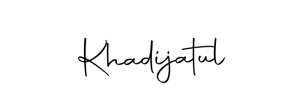 Use a signature maker to create a handwritten signature online. With this signature software, you can design (Autography-DOLnW) your own signature for name Khadijatul. Khadijatul signature style 10 images and pictures png