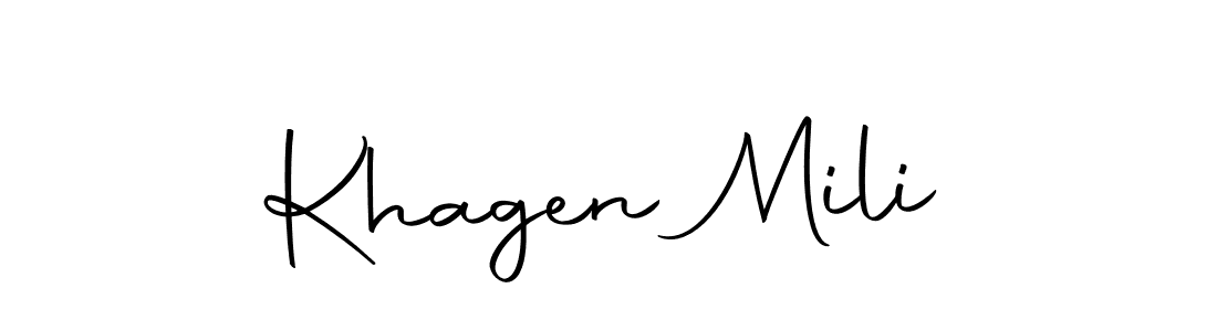 You should practise on your own different ways (Autography-DOLnW) to write your name (Khagen Mili) in signature. don't let someone else do it for you. Khagen Mili signature style 10 images and pictures png