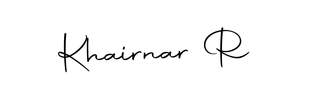 How to make Khairnar R name signature. Use Autography-DOLnW style for creating short signs online. This is the latest handwritten sign. Khairnar R signature style 10 images and pictures png
