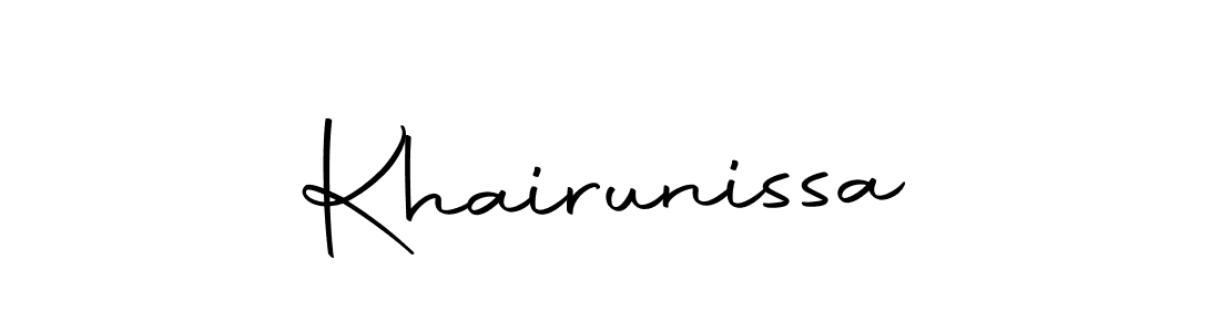 Create a beautiful signature design for name Khairunissa. With this signature (Autography-DOLnW) fonts, you can make a handwritten signature for free. Khairunissa signature style 10 images and pictures png