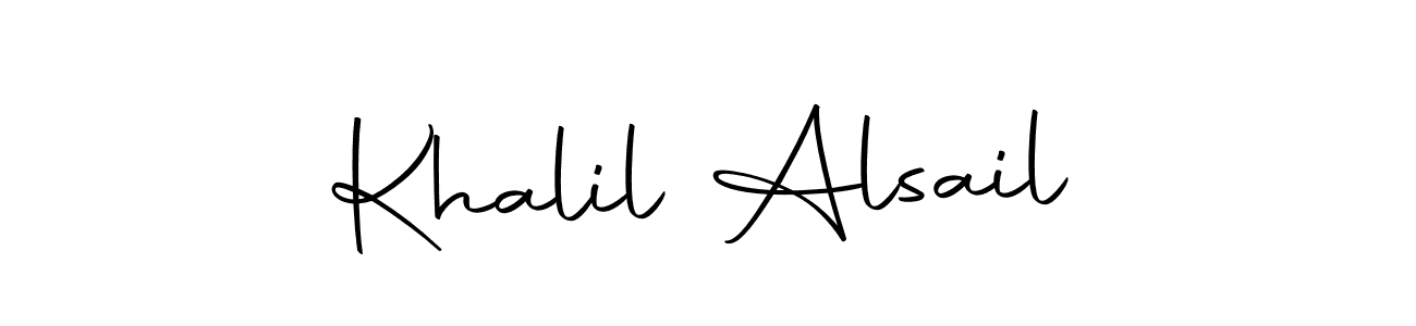 How to make Khalil Alsail name signature. Use Autography-DOLnW style for creating short signs online. This is the latest handwritten sign. Khalil Alsail signature style 10 images and pictures png