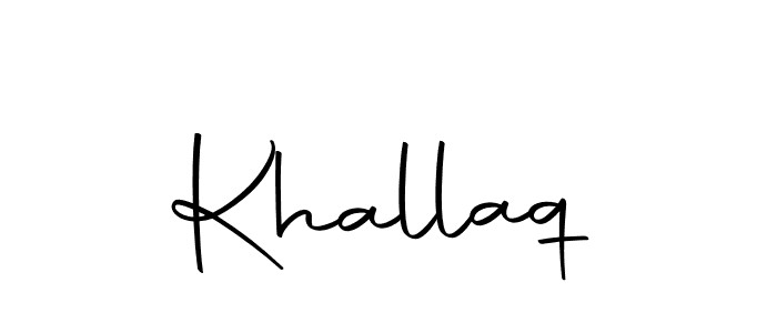 Design your own signature with our free online signature maker. With this signature software, you can create a handwritten (Autography-DOLnW) signature for name Khallaq. Khallaq signature style 10 images and pictures png