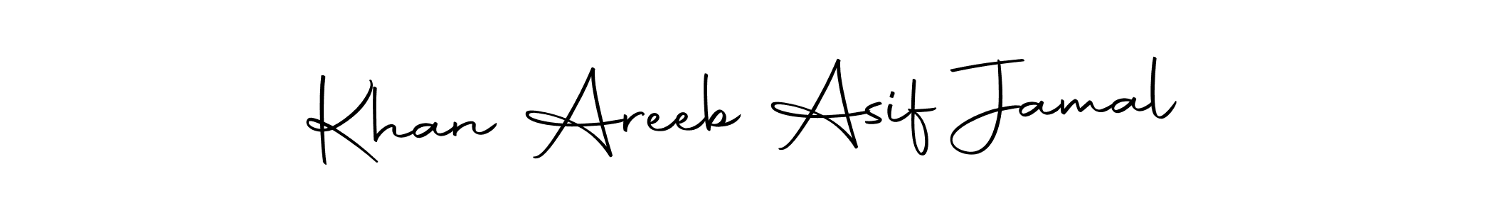 You should practise on your own different ways (Autography-DOLnW) to write your name (Khan Areeb Asif Jamal) in signature. don't let someone else do it for you. Khan Areeb Asif Jamal signature style 10 images and pictures png