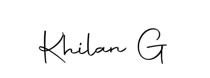 How to make Khilan G name signature. Use Autography-DOLnW style for creating short signs online. This is the latest handwritten sign. Khilan G signature style 10 images and pictures png