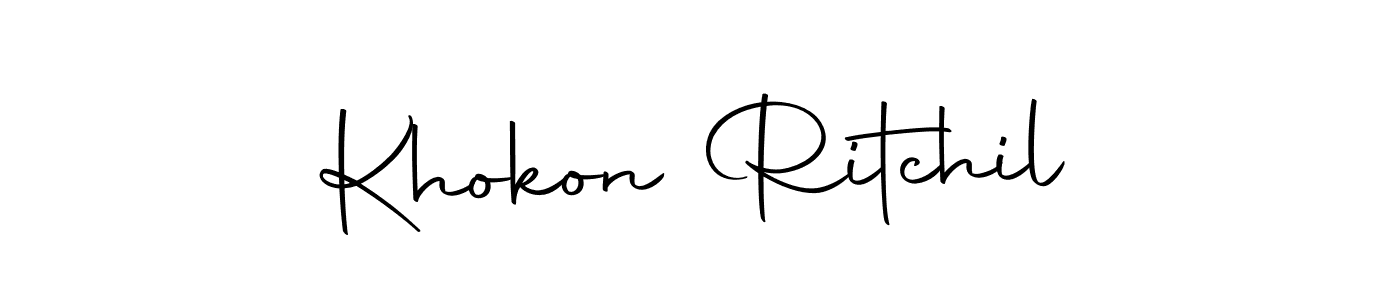 if you are searching for the best signature style for your name Khokon Ritchil. so please give up your signature search. here we have designed multiple signature styles  using Autography-DOLnW. Khokon Ritchil signature style 10 images and pictures png