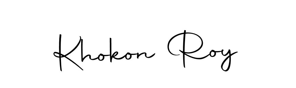 Design your own signature with our free online signature maker. With this signature software, you can create a handwritten (Autography-DOLnW) signature for name Khokon Roy. Khokon Roy signature style 10 images and pictures png