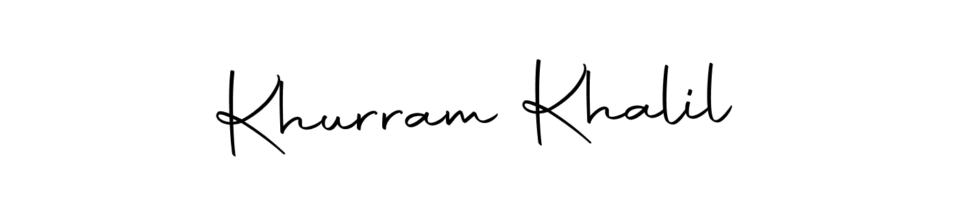 How to make Khurram Khalil name signature. Use Autography-DOLnW style for creating short signs online. This is the latest handwritten sign. Khurram Khalil signature style 10 images and pictures png