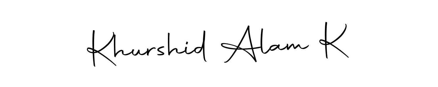 You should practise on your own different ways (Autography-DOLnW) to write your name (Khurshid Alam K) in signature. don't let someone else do it for you. Khurshid Alam K signature style 10 images and pictures png