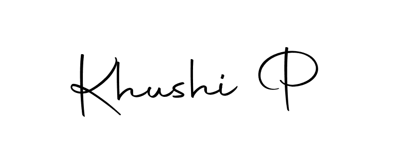 Design your own signature with our free online signature maker. With this signature software, you can create a handwritten (Autography-DOLnW) signature for name Khushi P. Khushi P signature style 10 images and pictures png